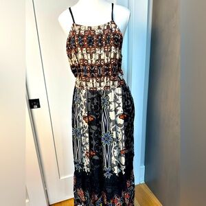 Anthropologie lined full length halter dress size 10